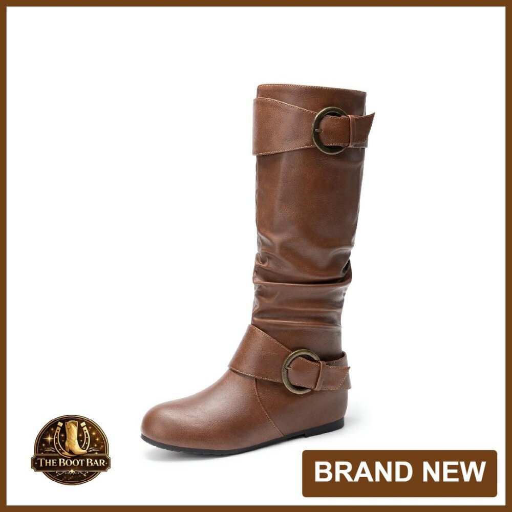 Women's Knee High Boots Suede Faux Fur Lining Wedge Heel Side Zipper